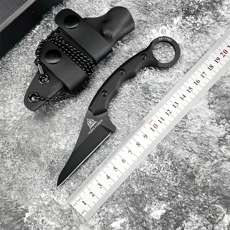 Фото Новые стили, уличный прямой нож G10, ручка 8Cr13Mov, лезвие для кемпинга, охоты, самообороны, многофункциональные инструменты с цепочкой №1