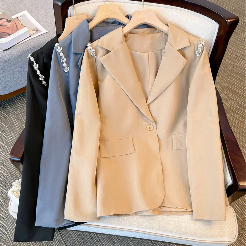 

SuperAen большой женский осенний новый нишевый блейзер высокого качества, пиджак в корейском стиле с карманами, офисный женский блейзер