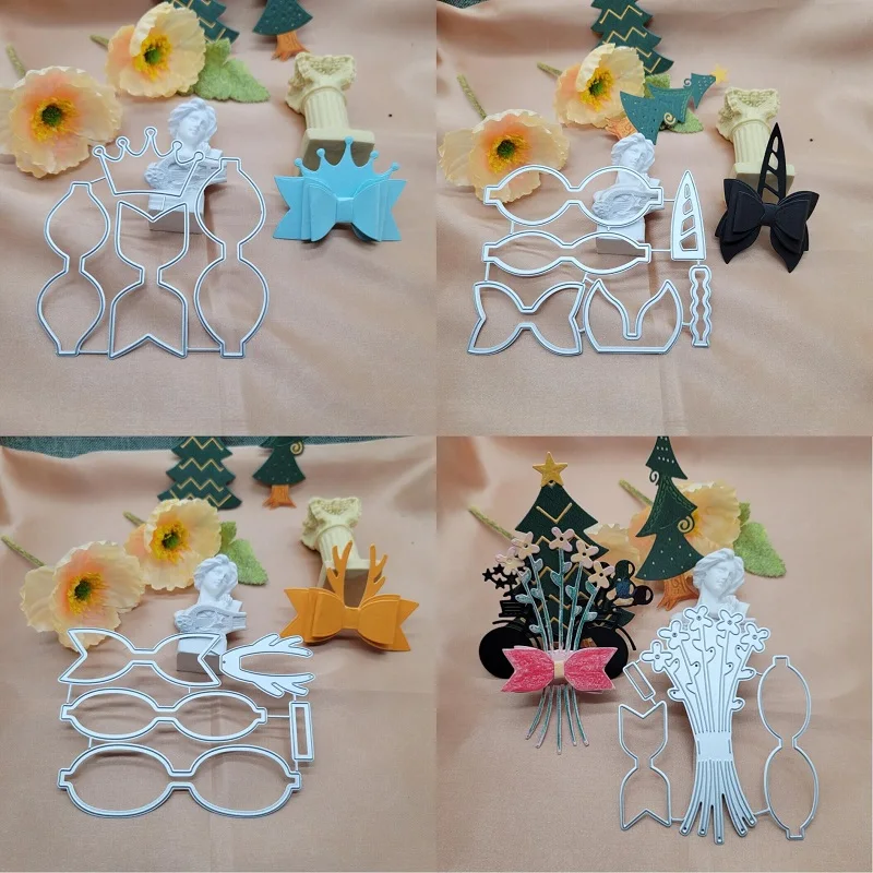 Новый накладной шаблон для вырубки металлических ножей с узором галстука-бабочки для скрапбукинга, создания альбомов DIY, печати на бумаге, открытках и тиснении банта.