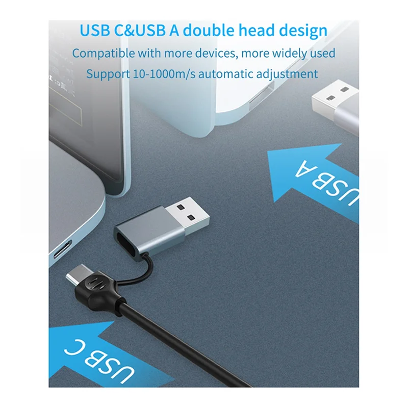 

Сетевой адаптер с двумя разъемами USB A/USB C, сетевой адаптер USB RJ45 Ethernet, внешняя сетевая карта для ноутбука (1000 Мбит/с)