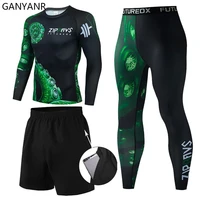 ganyanr tracksuit men gym clothing sportswear sport suit jogging mma rashguard fitness training workout wear running sets tights