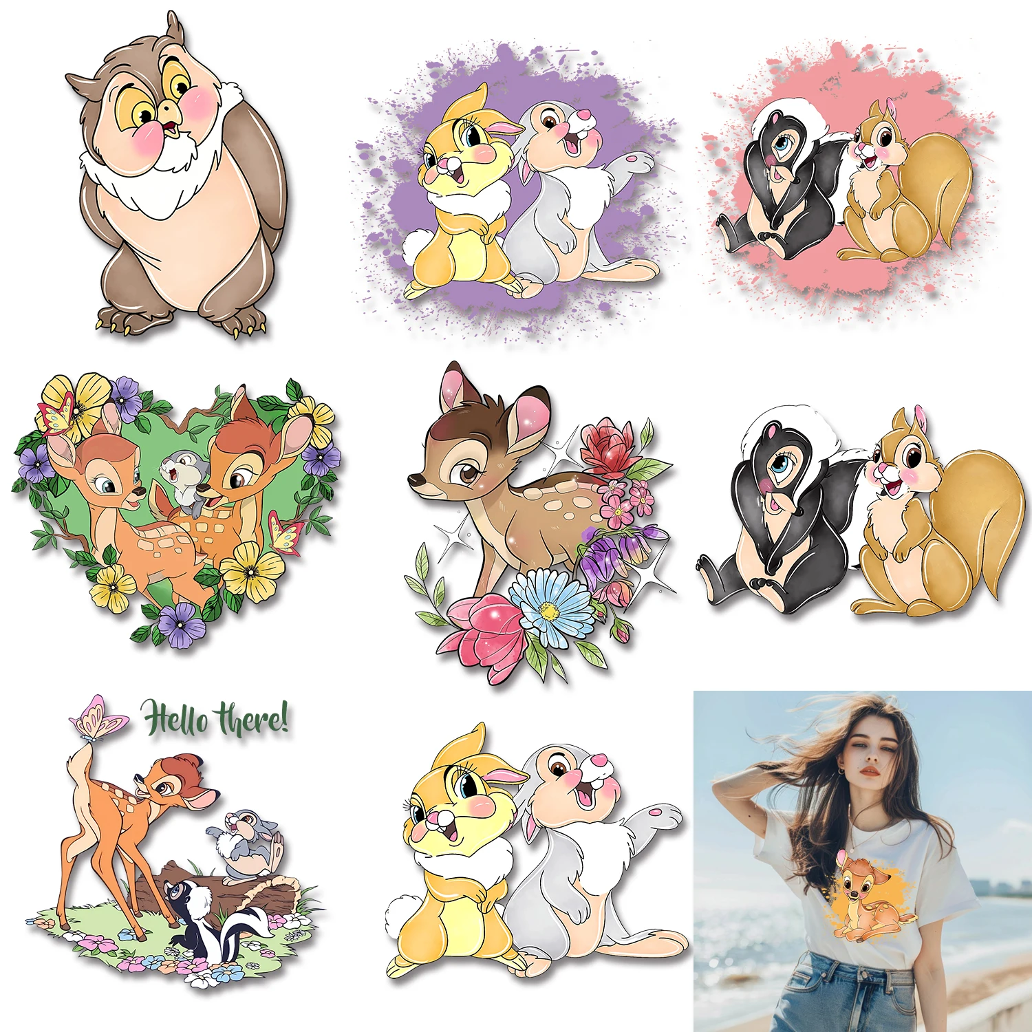 Яркие милые железные нашивки Disney Bambi для одежды универсальный тканевый дизайн