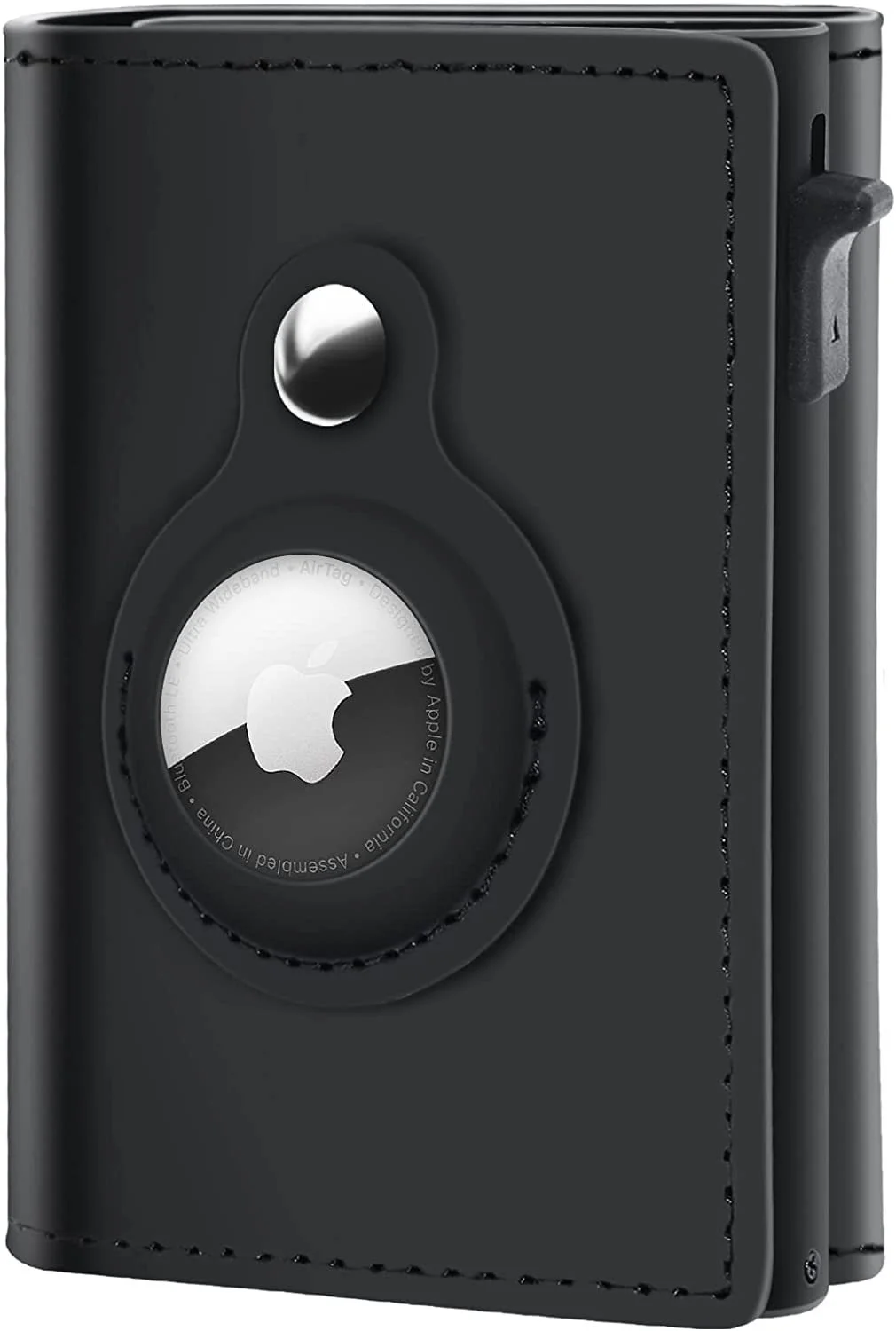 Airtag Metal Card Bag 100% Genuine Leather Men's RFID Metal Aluminum Alloy Card Bag