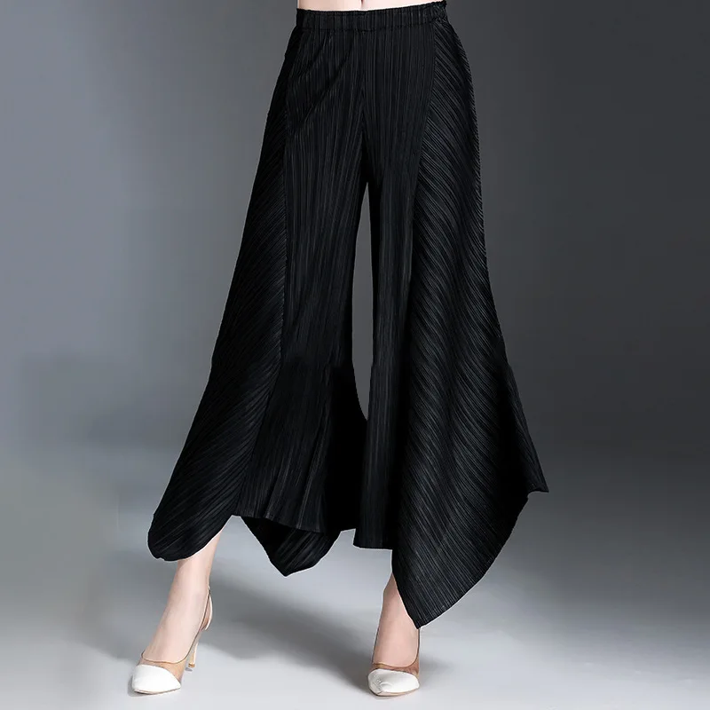 Women's trousers Miyake irregular wide-leg pants spring and autumn vertical pleats drape pleated casual flared pants