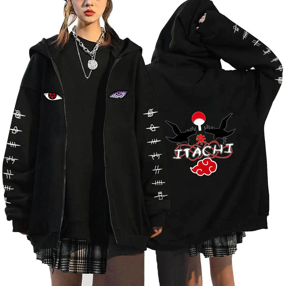 New Hot Japanese Anime Ninja Zipper Sweater Men's Casual Fleece Cardigan Jacket Couple Top Casual Loose Sports Hooded Sweater