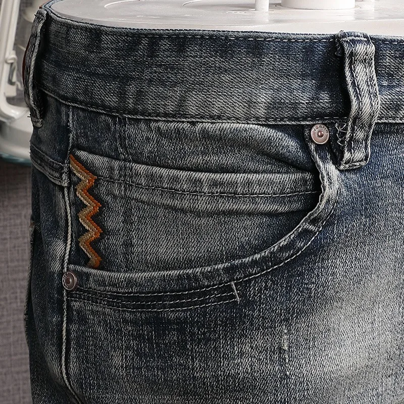 Короткие джинсы мужские винтажные уличные рваные джинсовые шорты модные