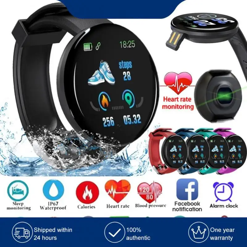 

Sport Watch Blood Pressure Heart Rate Monitor Fitness Tracker Smart Watch 90mah Smart Bracelet For Android Ios 1.44 Inch Round