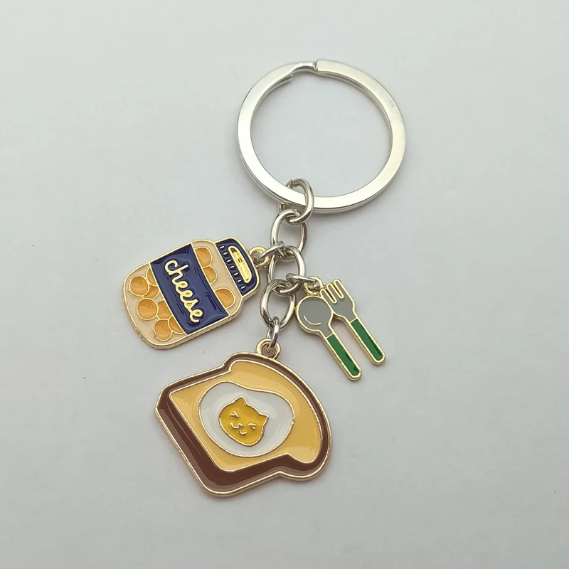 Новый эмалированный брелок для ключей с мороженым тортом жемчугом молоком чаем
