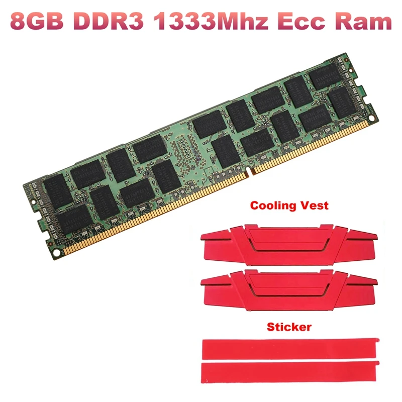 

8GB DDR3 1333MHZ Ecc Memory Ram+Cooling Vest PC3L-10600R 1.35V 2RX4 REG Ecc RAM For Server Workstation