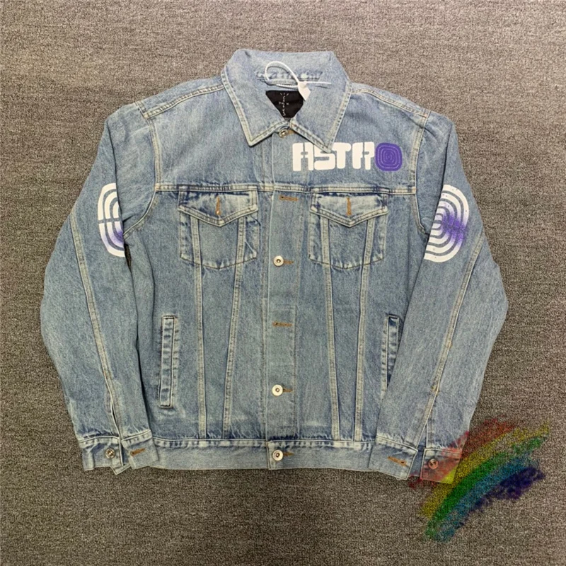 

Best Quality Travis Scott Cactus Jack Jacket Men Women Nice Washed Heavy Fabric Travis Scott Denim Jacket