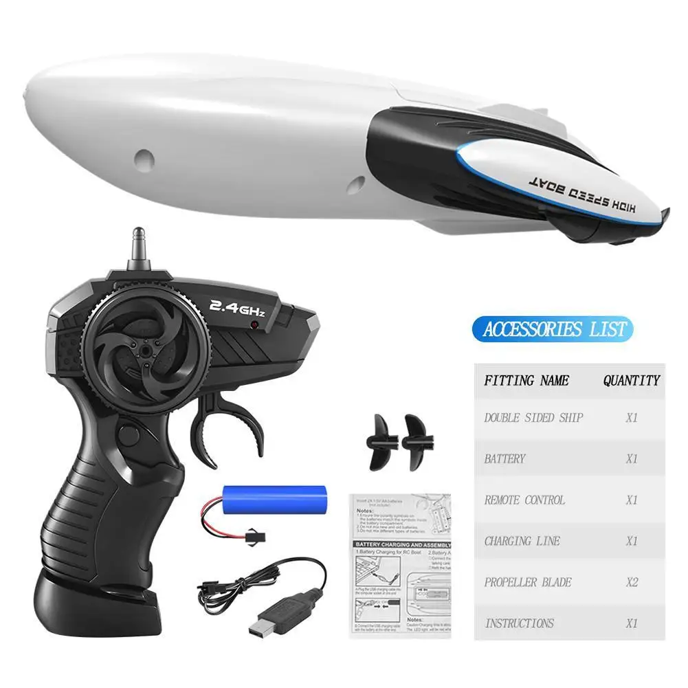 

2.4G Remote Control 4-way Waterproof 12-15KM/h High Speed Racing Boat Anti-collision Mode Speedboat Gifts Toys