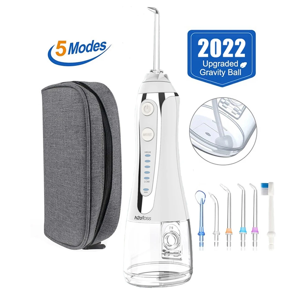 

Water Flosser Dental Oral Irrigator Portable Water Thread for Teeth Cleaner 300ml 5 Mode USB Rechargeable Dental Cleaning Device