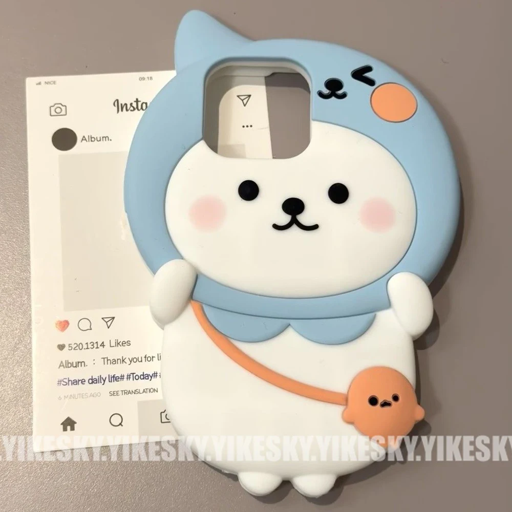 Стереоскопический чехол для телефона Qoo Iphone 16 Pro Max 15 14/13 силиконовый мягкий с