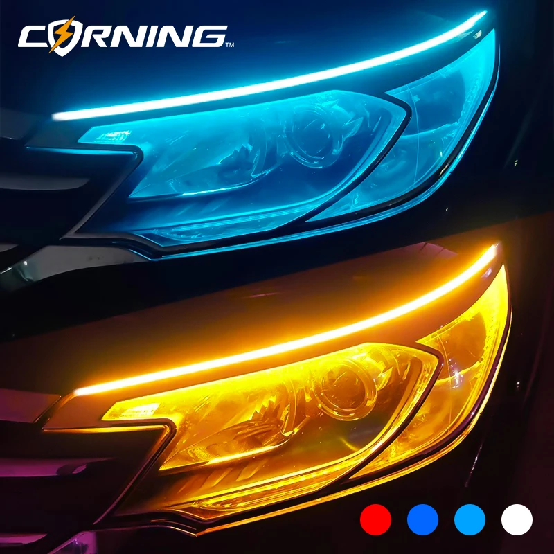 

Car Accessories Interior 2pcs/Lot Drl Led Strip Turn Signal Light Yellow Bright Flexible Turn Signal Light Daytime Running Light