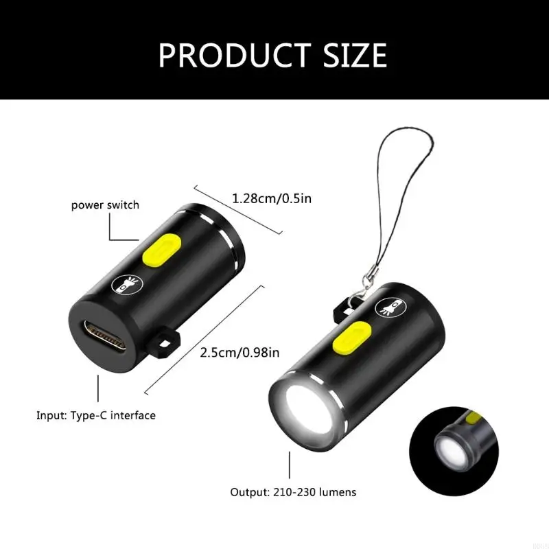 D08b компактно USB C Светодиодный светодиодный фонарик без батареи для наружного