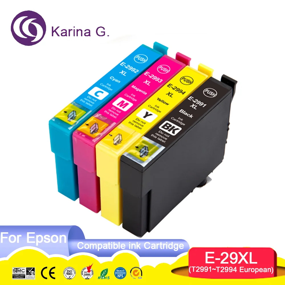 Фото Европейский 29XL 29XL T29XL T2991 T2992 T2993 T2994 Совместимый цветной струйный картридж для принтера Epson XP255 XP-235 XP-332 №1