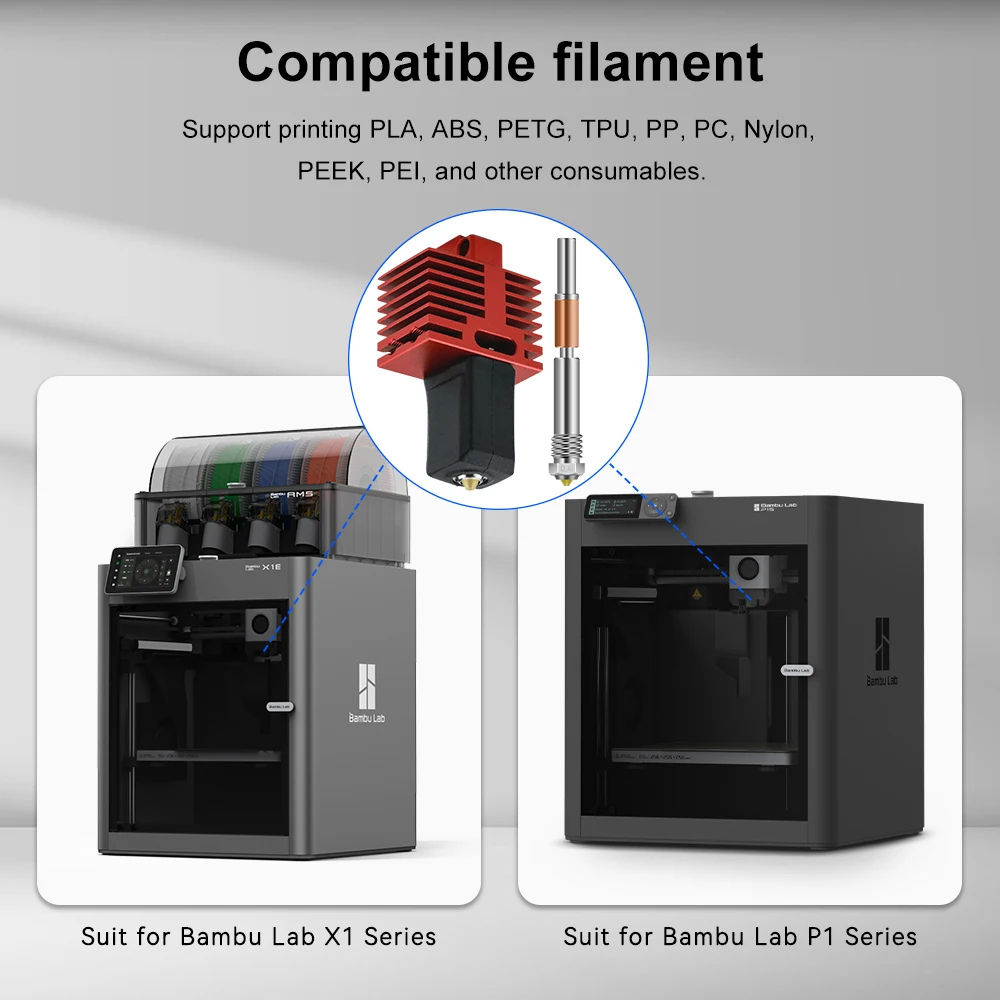 Фото Усовершенствованное сопло TZ4.0 для Bambulab P1S P1P X1 X1C X1E, цельное из закаленной стали SKD11, с нанопокрытием DLC, для Bambu Lab X1C №4
