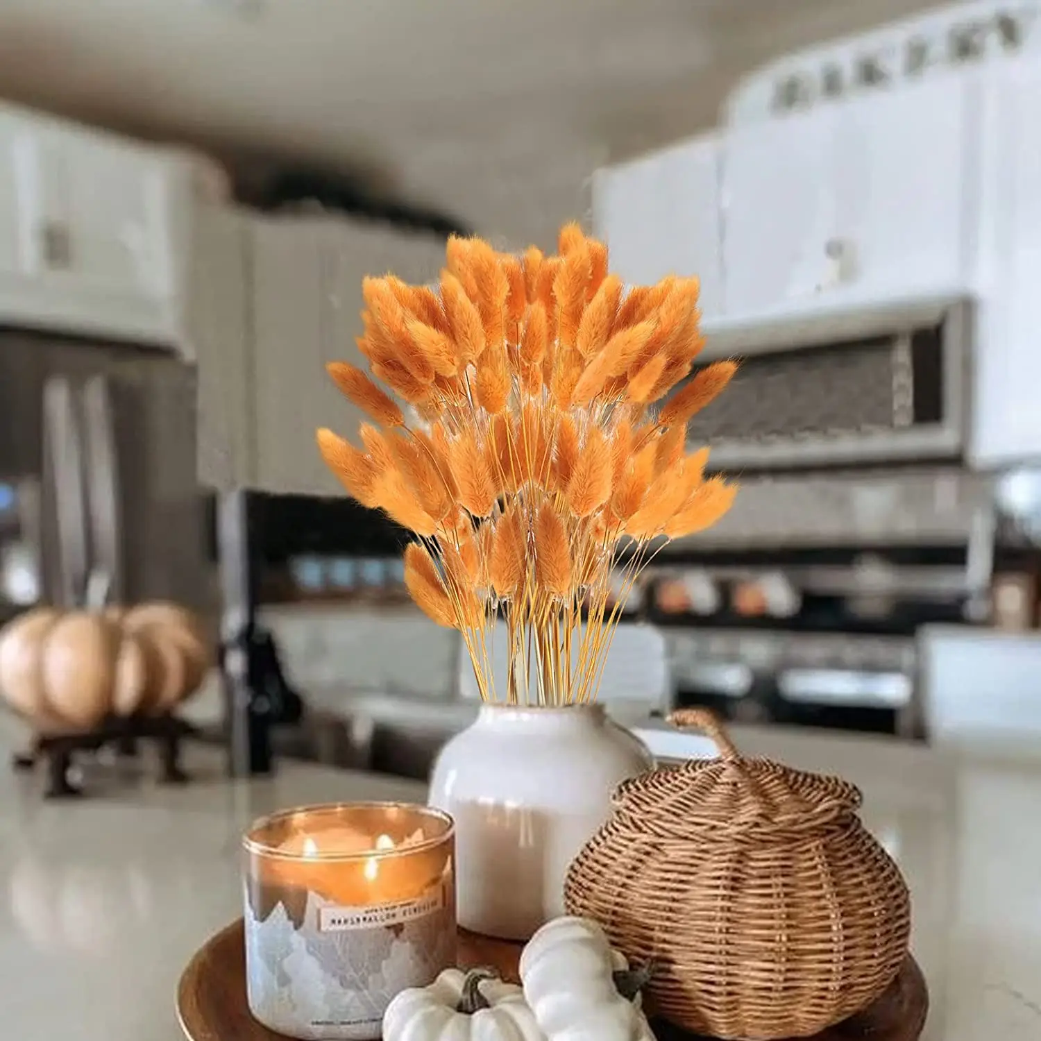 

120pcs Bunny Tail Grass Blue Natural Bunny Tails Pampas Grass Dried Flowers Rabbit Tail Grass for Home Boho Decor Wedding Flower