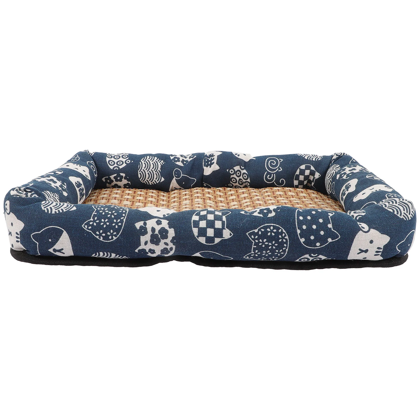 

Sofa Dog Bed Cat Sleeping Mat Pet Summer Nest Rattan Woven Breathable Pp Cotton Pad