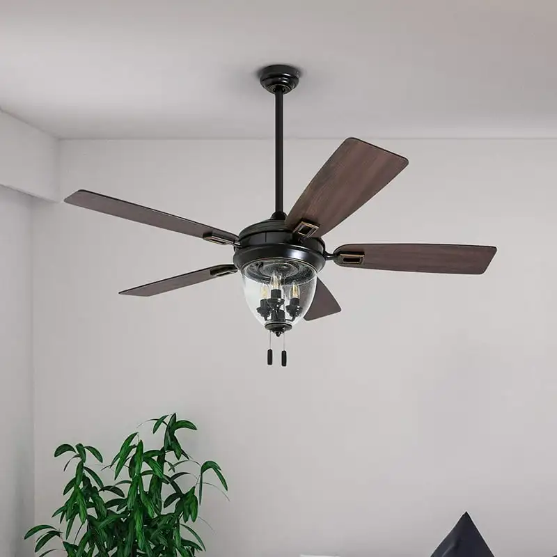 

52" Industrial Oil Rubbed Bronze LED Outdoor Ceiling Fan with Light