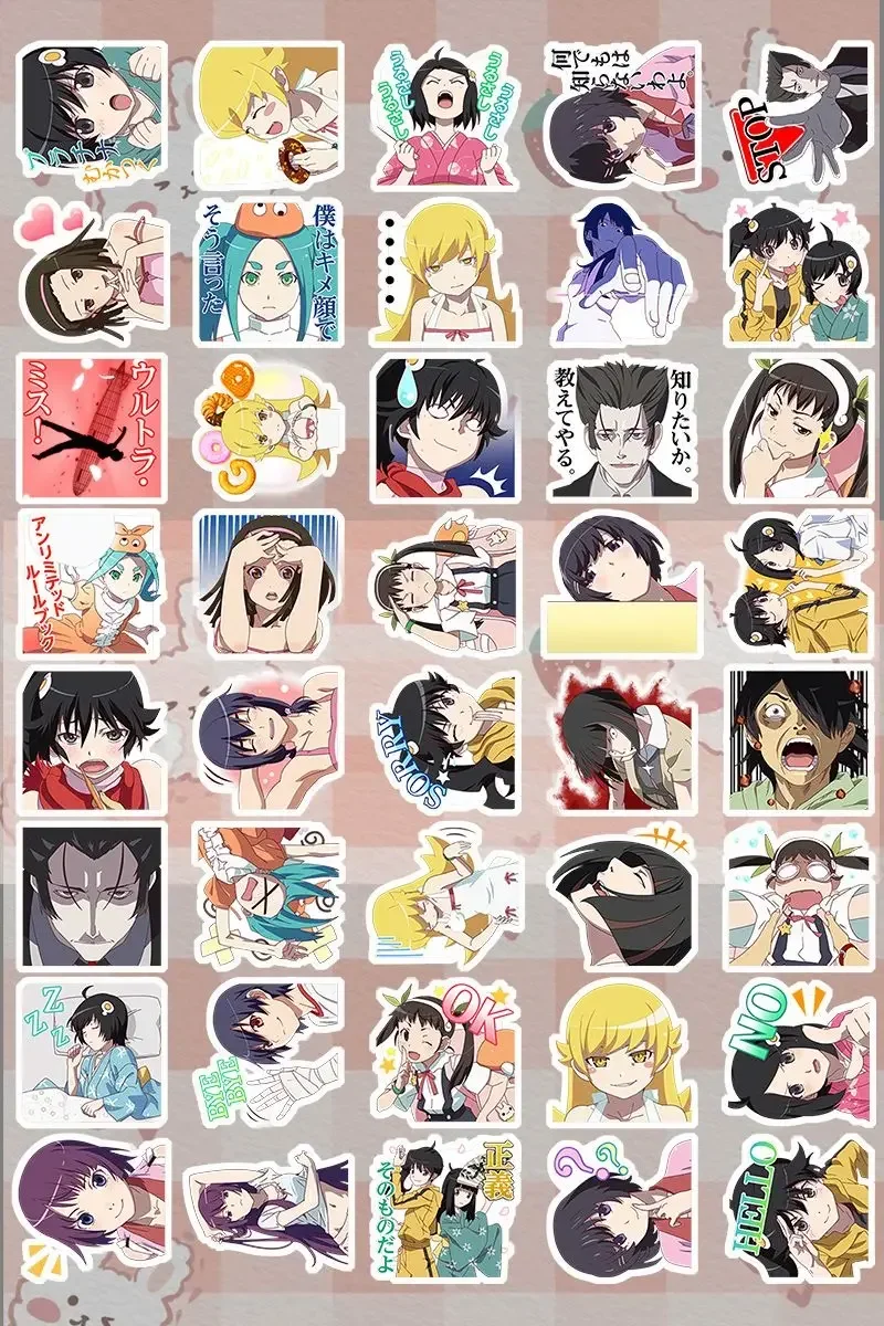 

Bakemonogatari аниме наклейка Araragi Koyomi Hachikuji Mayoi Nisemonogatari Kawaii наклейки канцелярские принадлежности IPad Телефон