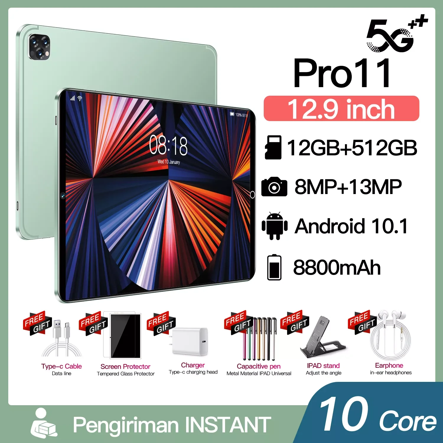 

Планшет P11 pro, 12,9 дюйма, Full HD, Android 10, две Sim-карты, 8800 мАч