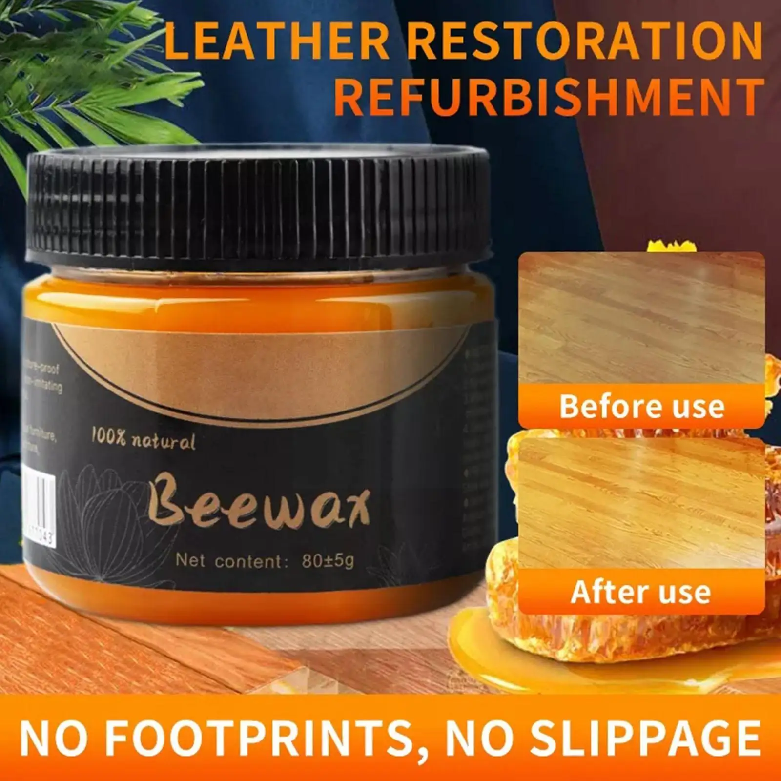 

80ml Natural Wood Seasoning Beewax Wood Care Wax Maintenance Wear-Resistant Furniture Care Wax Polished Waterproof Cleaning Z8F2