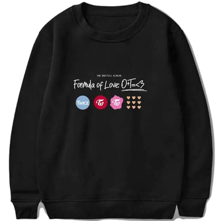 

Новое поступление, пуловер с принтом kpop и надписью double Formula of Love, толстовки, флисовый Свободный свитшот унисекс с круглым вырезом