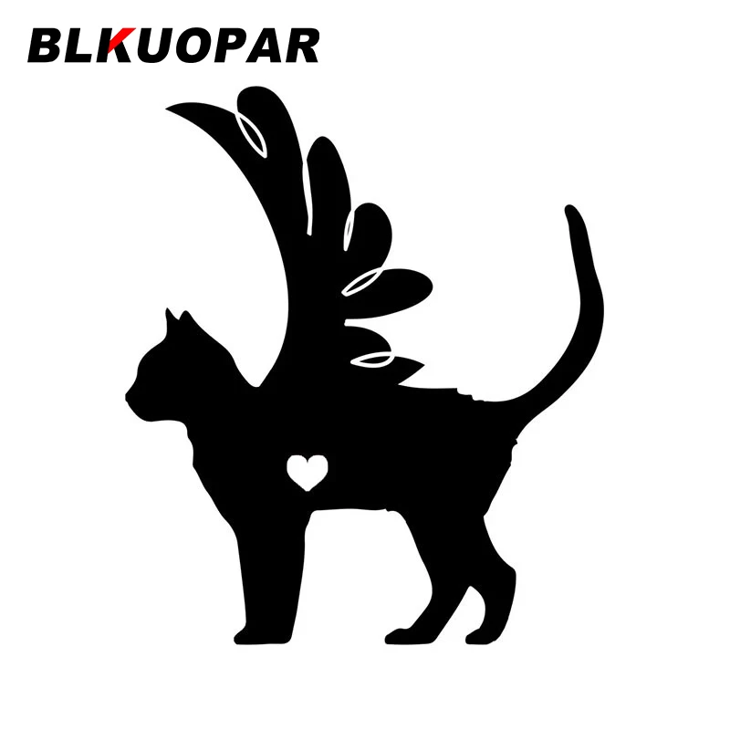 

BLKUOPAR черная кошка крыло сердца силуэт автомобильные наклейки Милая наклейка модная графика мотоцикл ноутбук автомобиль Стайлинг