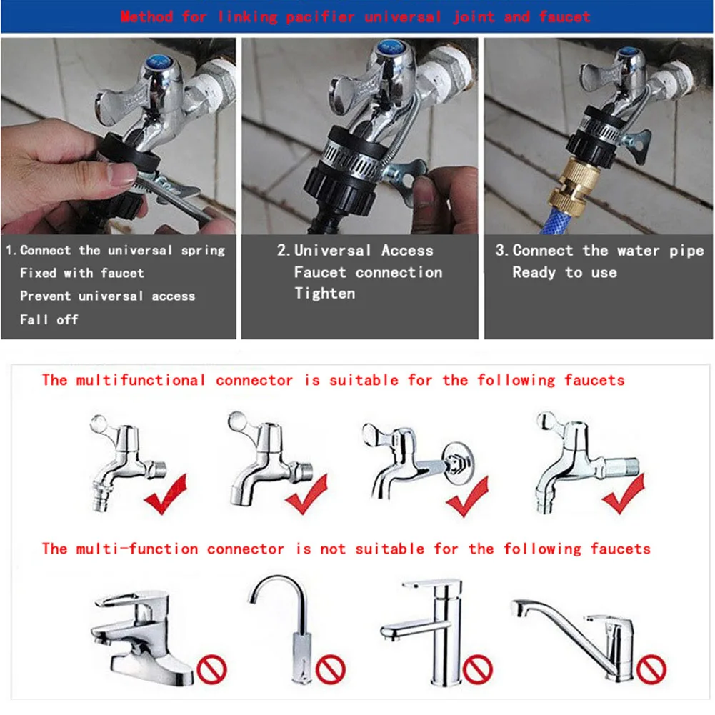 

Garden Tap Hose Fittings Quick Connector Washing Machine Water Stop Connector 1/2 3/4 1 Inch Backyard Car Wash Garden