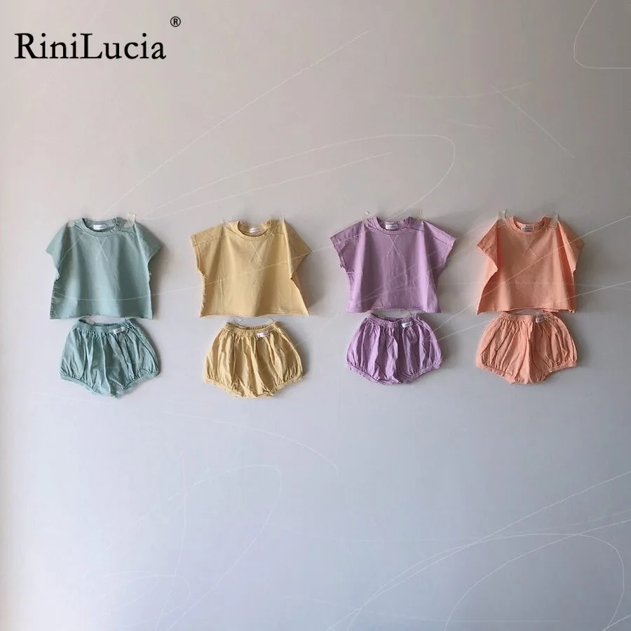 

RiniLucia 2022 Children's Clothing Baby Boys Short Shorts 2Pcs Sets For Kids Summer Costume For Girls Suit 1-5 Year Boys Outfit
