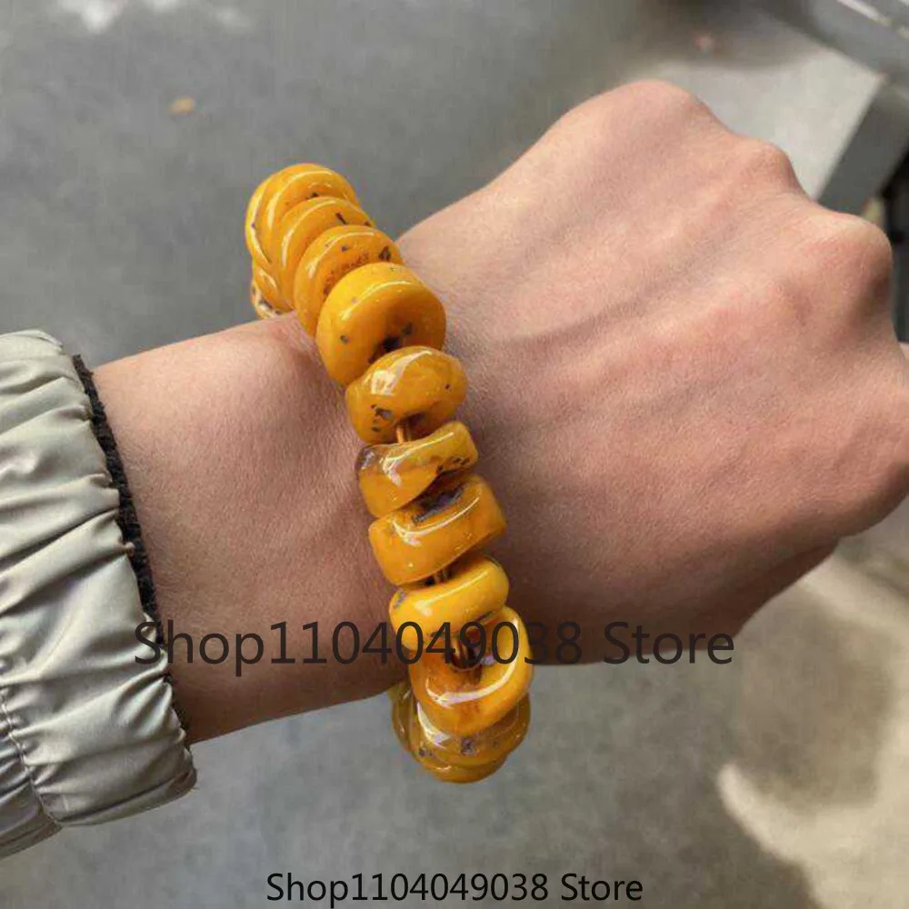 Янтарный браслет подарок натуральная кожа крупная энергия для женщин