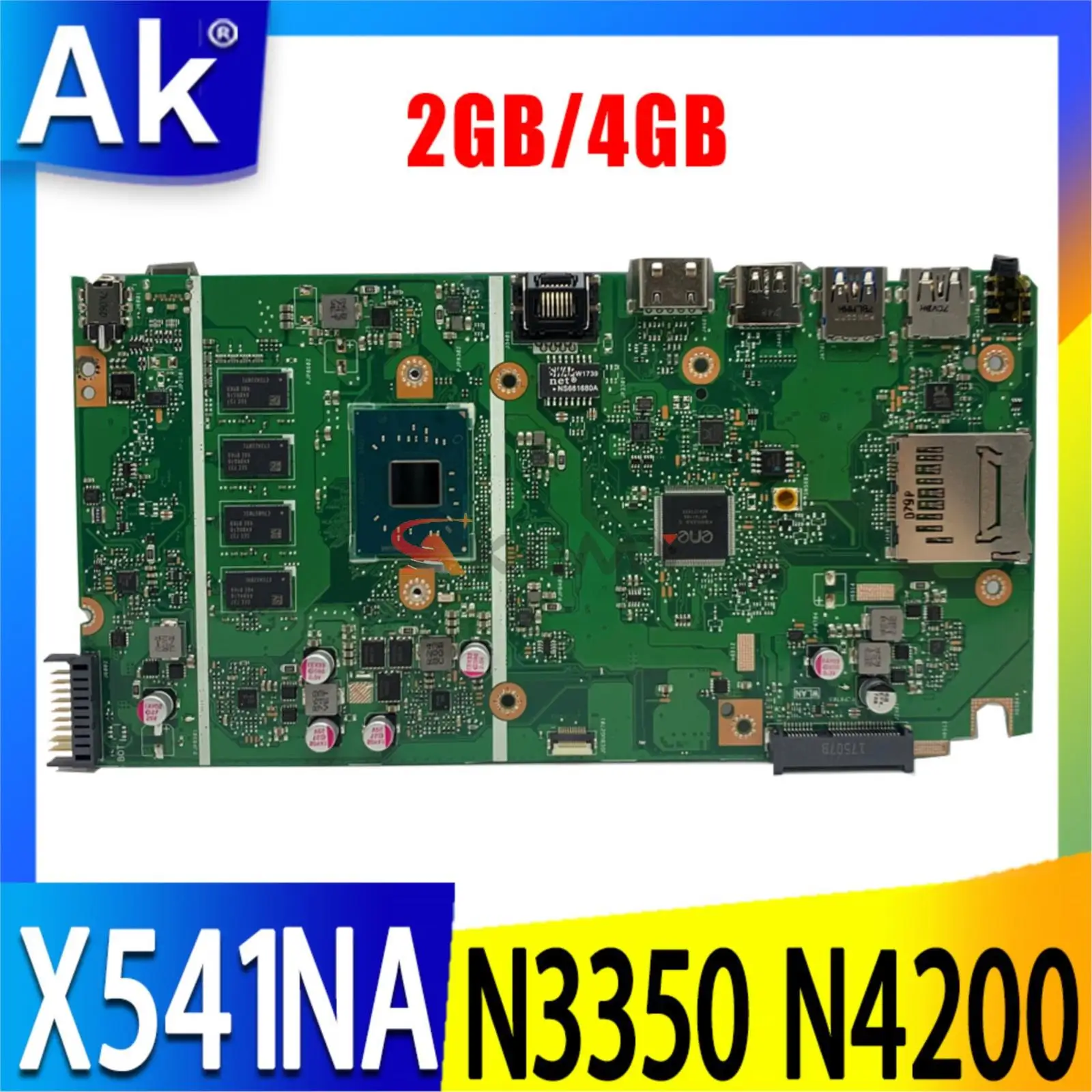 Материнская плата X541N для ноутбука ASUS X541NA A541NA F541NA R541NA D541NA X541, материнская плата N3350/N4200 4G/2G-RAM