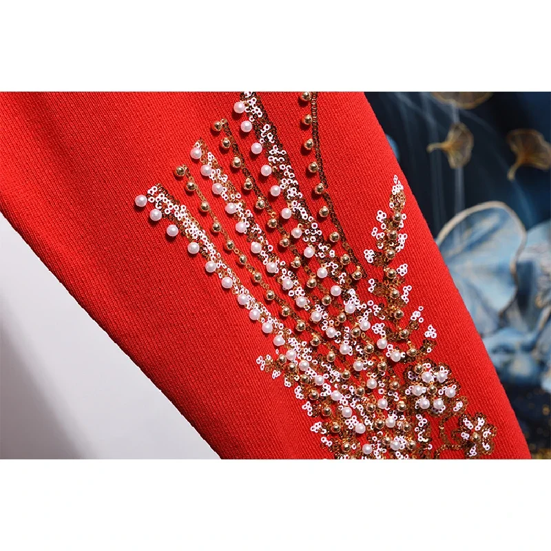 Красные вязаные спортивные костюмы женская одежда осенняя мода свободный