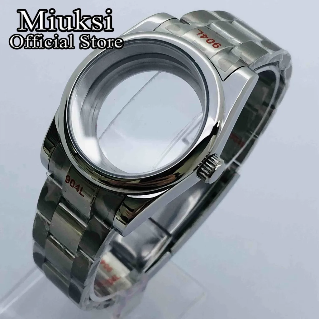 Miuksi 36mm/39mm silver watch case sapphire glass fit NH35 NH36 ETA2824 2836 Mingzhu DG2813 3804 Miyota8215 PT5000 movement