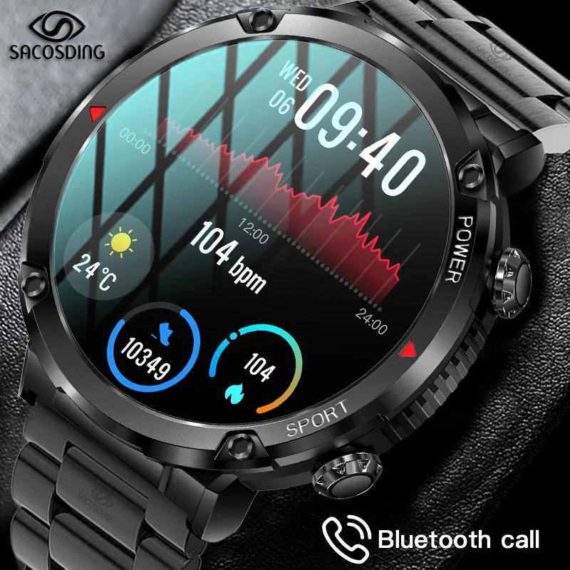 

New Smart Watch Men Military Outdoor Sports Smartwatch Men Bluetooth Call Clock 1.6 Inch 600 MAh Battery IP68 Waterproof Watches