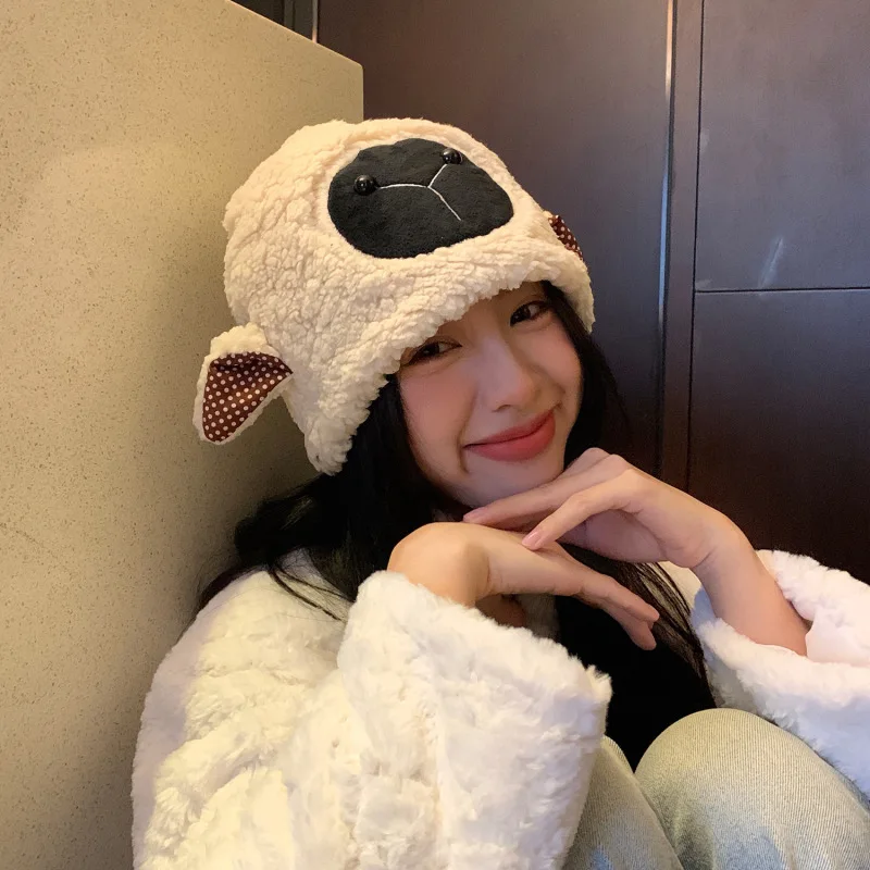

Cartoon lamb hat autumn and winter cute new lamb wool warm hat girl cute hat