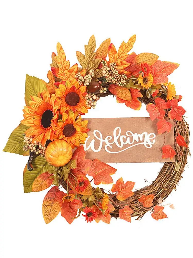 

Подсолнух кленовый лист венок имитация настенное крепление украшение