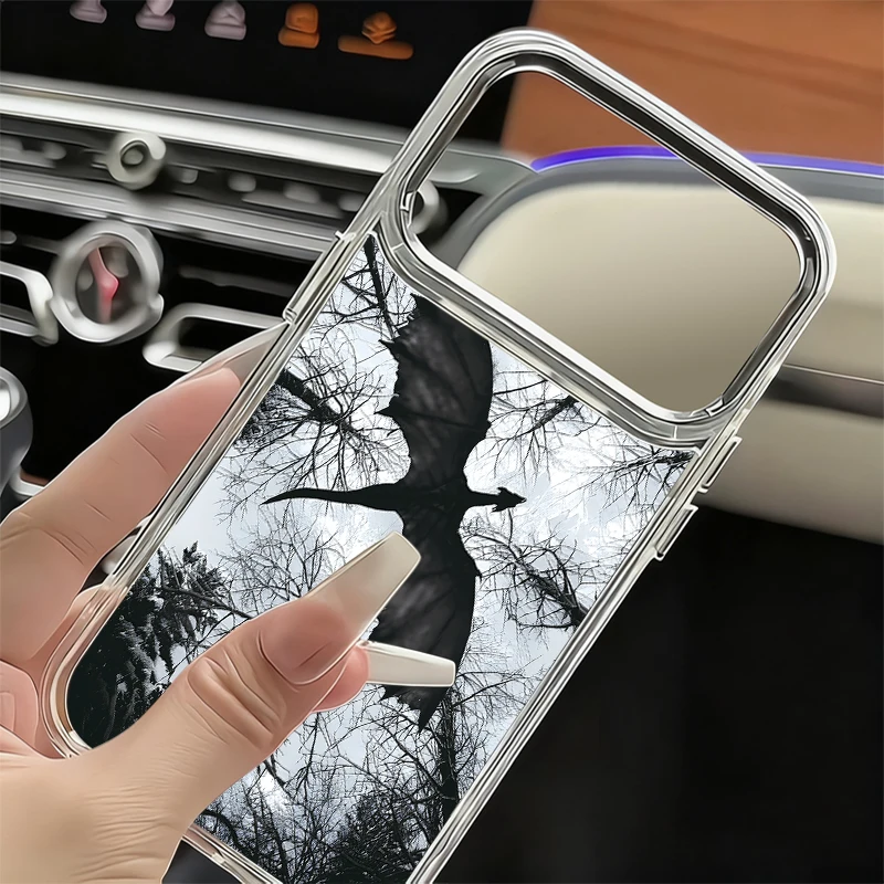 Фото Прозрачный чехол для телефона с рисунком пейзажной живописи для iPhone 17e 17 Pro Max 16 15 14 13 Pro Max 16e с рамкой для объектива и покрытием, задняя крышка из ТПУ. №3