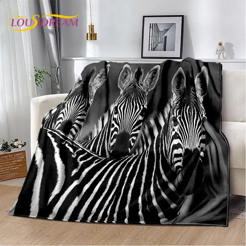Плюшевое одеяло-покрывало зебра