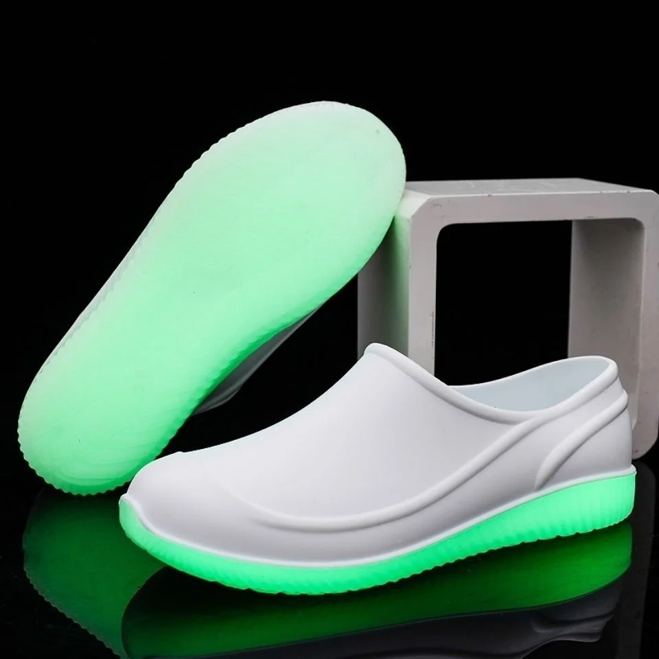 

Outdoor wading galoshes men short tube luminous bottom fashion low top non slip fishing kitchen waterproof galoshes work shoes