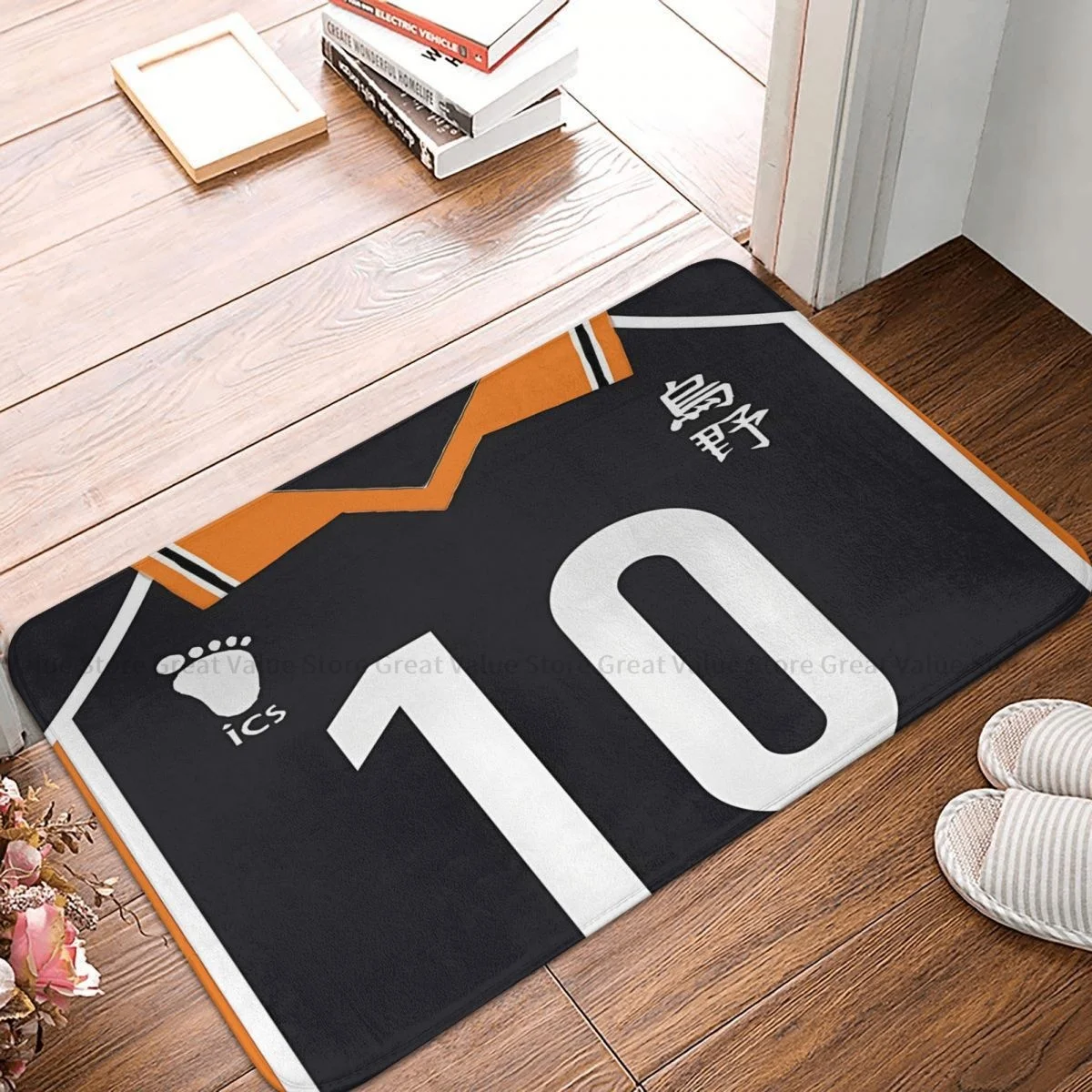 

Haikyuu Volleyball Anime Non-slip Doormat Hinata Jersey Living Room Kitchen Mat Prayer Carpet Flannel Modern Decor