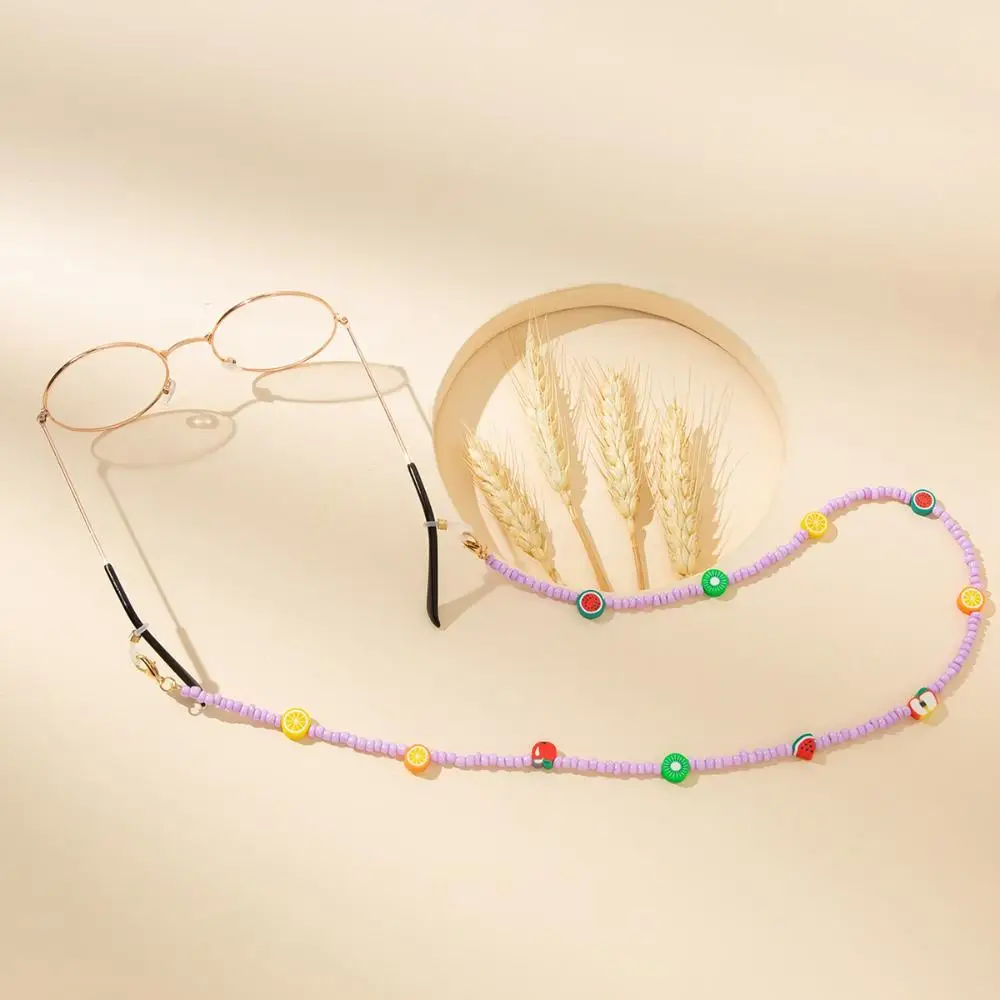

Soft Clay Fashion Candy Color Men Crystal Face Mask Necklace Mask Cord Holders Eyeglass Lanyard Bead Glasses Chain