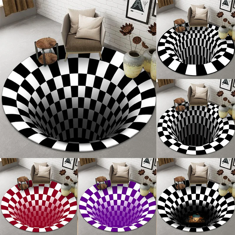 

Circle Rug 3D Vortex Visual Illusion Rugs Printed Mat Area Carpets On Floor For Bedroom Doormat Antiskid Living Room Decoration