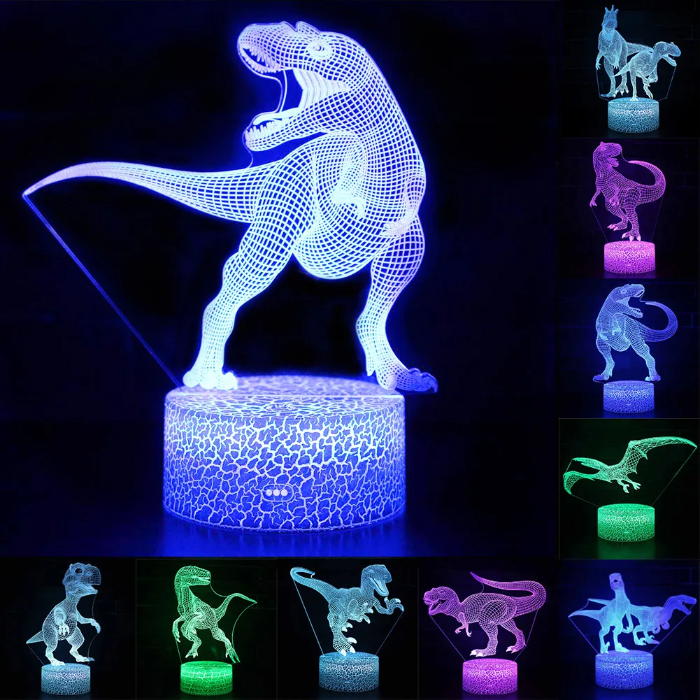 

3D Dinosaur Series Night Light 7 Colors with Remote Controller Touch Button LED Desk lamp Toys Gift For kid Home Decoration