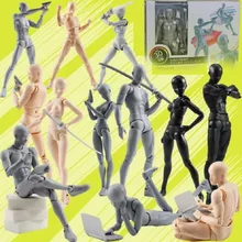1 set 13cm Artist Art Painting Anime Figure Sketch Draw Male Female Movable Body Action Figure Toy Model Draw Mannequin