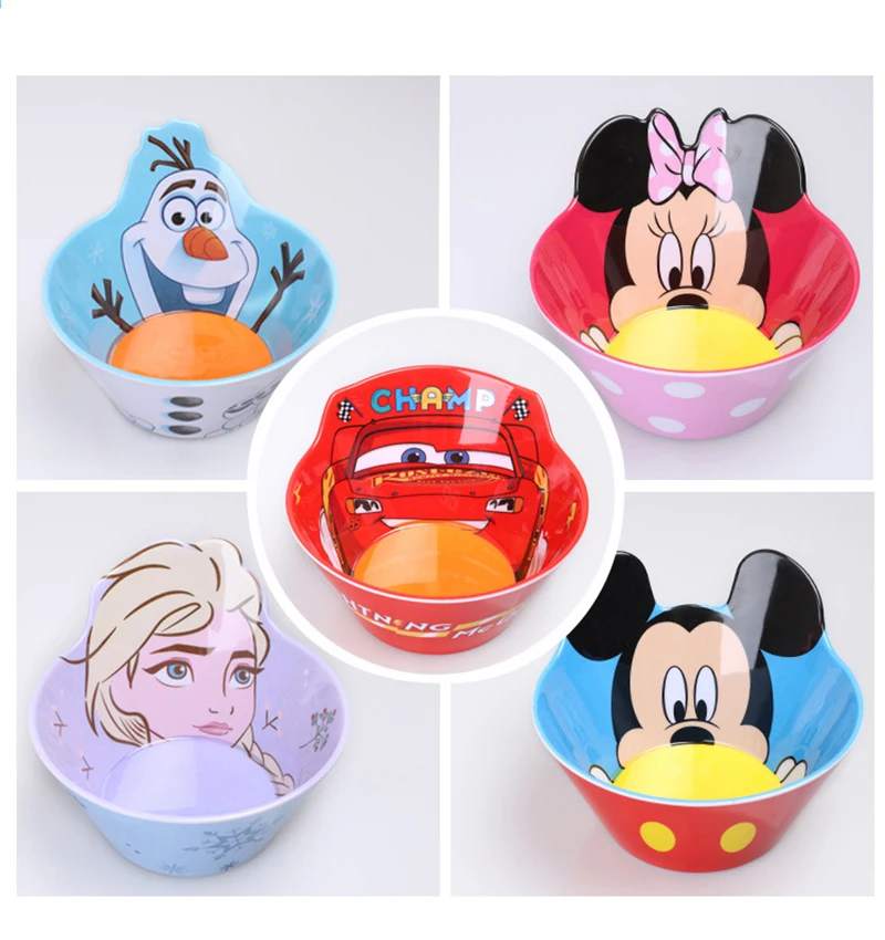 

Disney Bowl Mickey Minnie Cartoon Tableware 3D Design Bowl Children's Congee Soup Bowl Fruit Bowl Melamine Children's Tableware