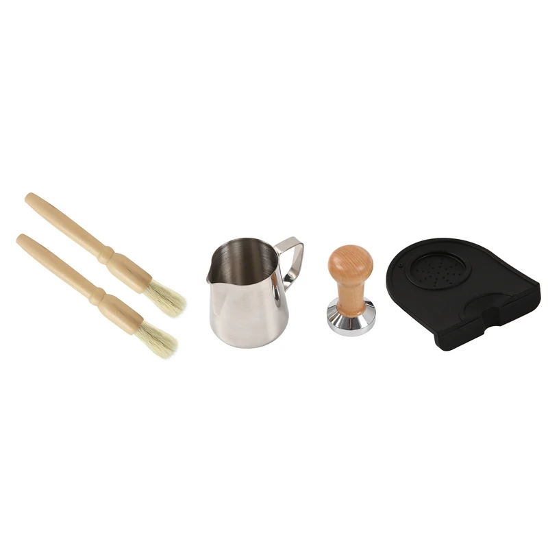 

2 Pcs Coffee Grinder Cleaning Brush & 1 Set 51Mm Wooden Handle Tamper-Resistant Coffee Powder Hammer With Pull Cup