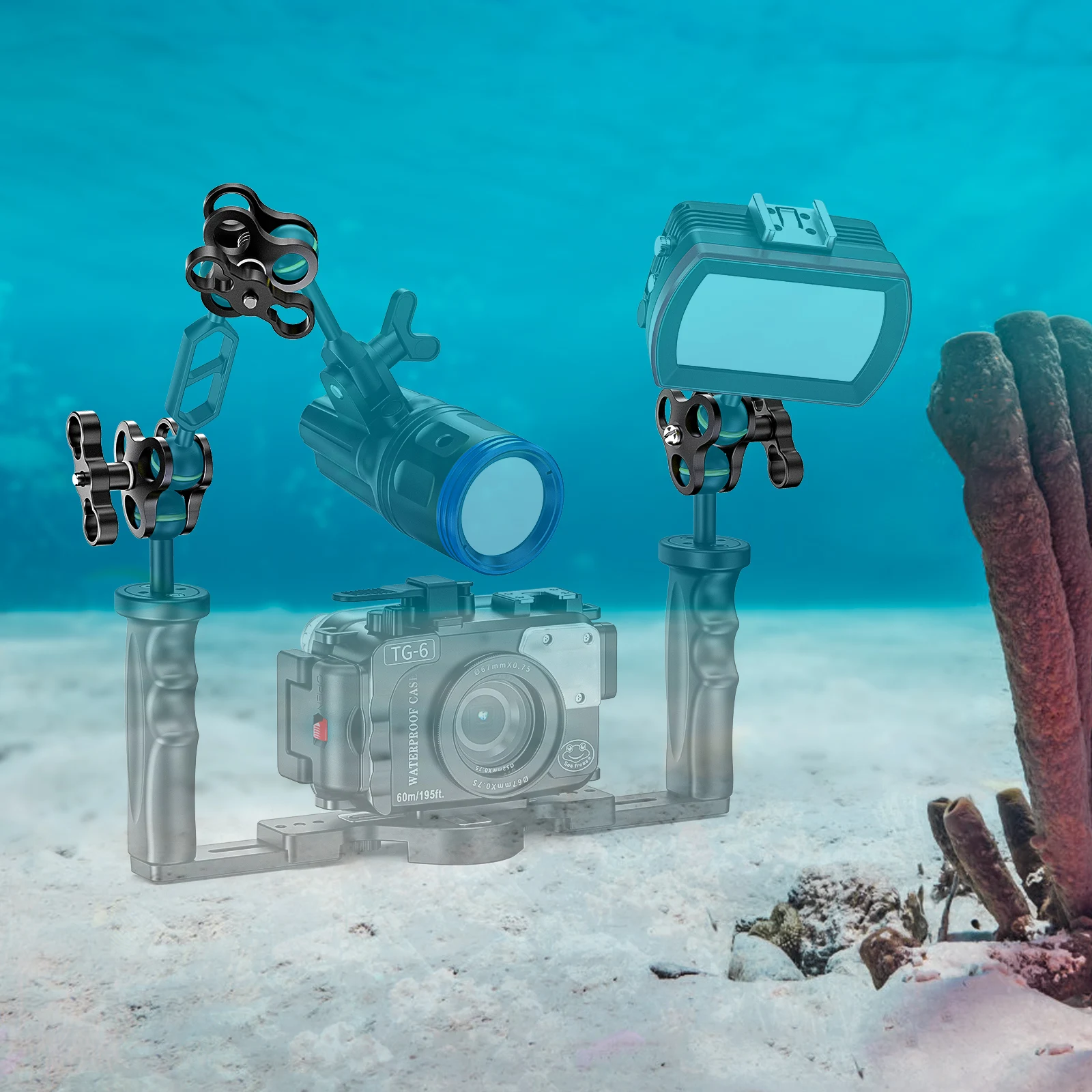 Фото Монтажное крепление Seafrogs с шариковым зажимом 1 дюйм, стандартное Подводное крепление с шариковым зажимом, переходник с зажимом на 360 градусо... №4