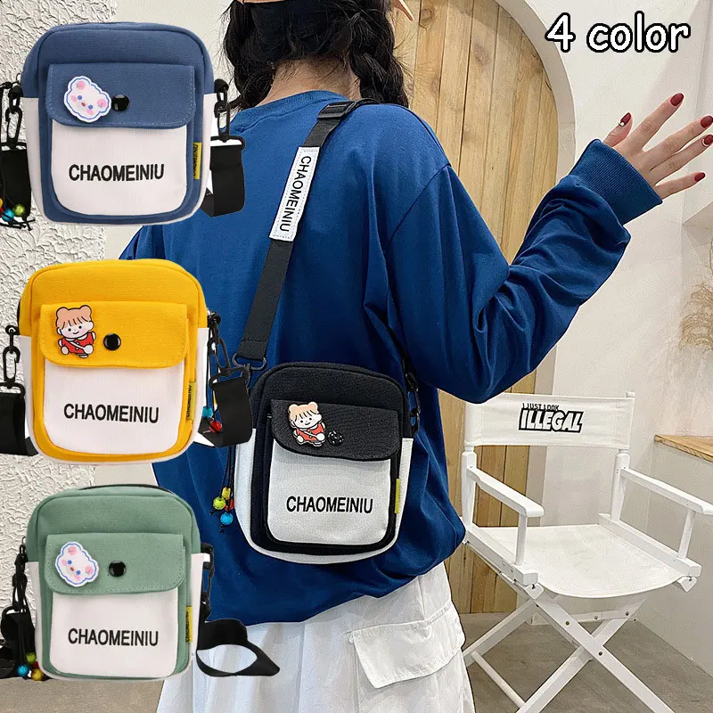 

Симпатичная Холщовая Сумка через плечо для девушек, Корейская Повседневная Студенческая маленькая квадратная сумка на плечо, простая сумк...